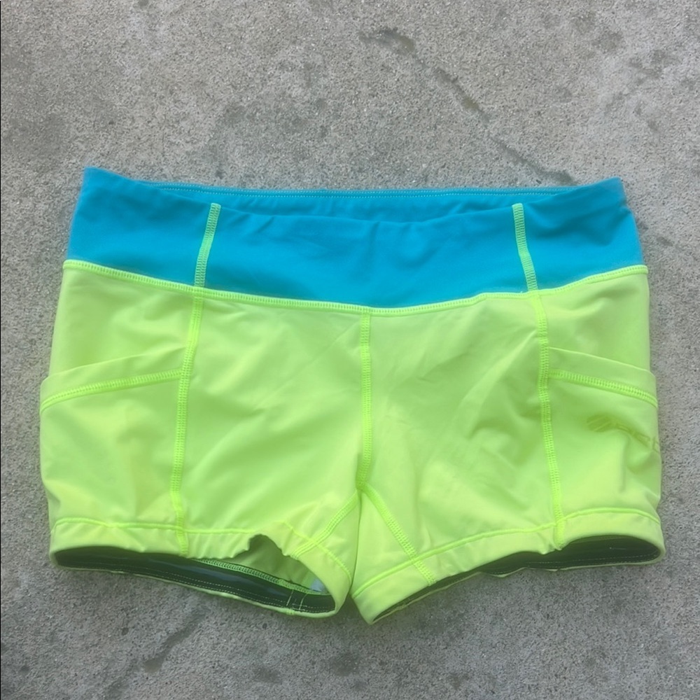 Octagon UFC Women's Yellow/Blue Running/Workout Compression Short Size M